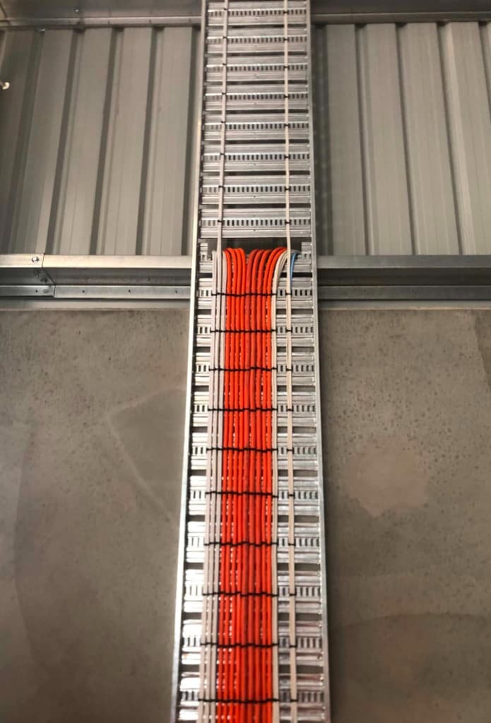 Cable tray with organised power and data cabling